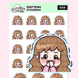K188 Adesivo de planejador assustado, chocado, emoji, emoção e humor para planejadores/diários/bullet journal/bujo/scrapbooking/papelaria