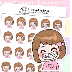 Koko - Consulta odontológica | Adesivos fofos desenhados à mão para agenda, hobonichi, bullet journal, scrapbook (64-K002)