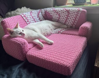 Patrón de sofá seccional con diseño de gato