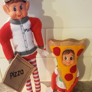 Slice of Pizza Elf Costume Dress Up Elf Pizza Elf Pizza Doll Dress Up Elf Fun at Christmas Pepperoni Pizza Yum image 3