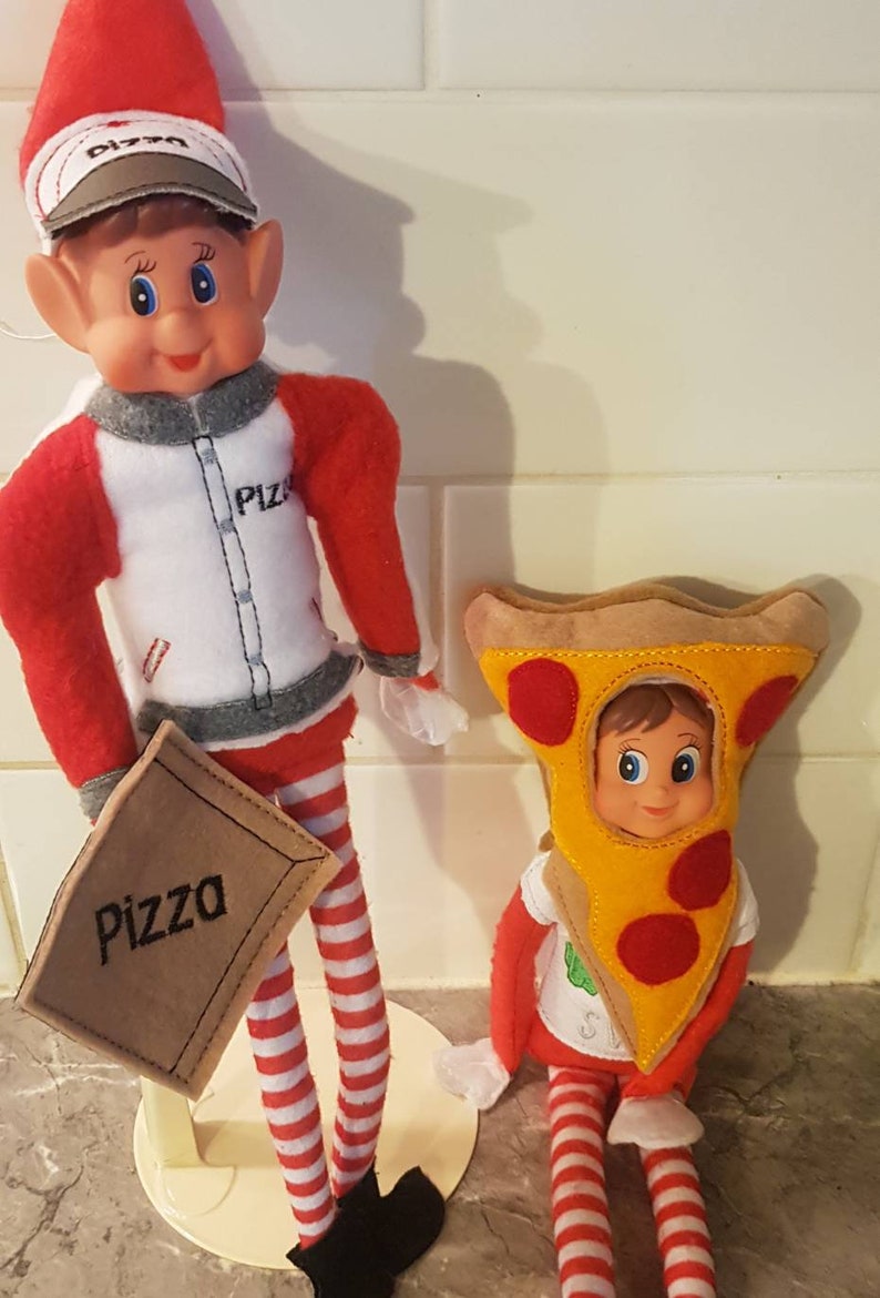 Slice of Pizza Elf Costume Dress Up Elf Pizza Elf Pizza Doll Dress Up Elf Fun at Christmas Pepperoni Pizza Yum image 3