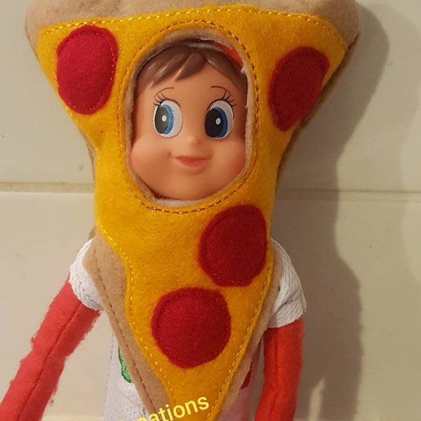 Slice of Pizza Elf Costume Dress Up Elf Pizza Elf Pizza Doll Dress Up Elf Fun at Christmas Pepperoni Pizza Yum