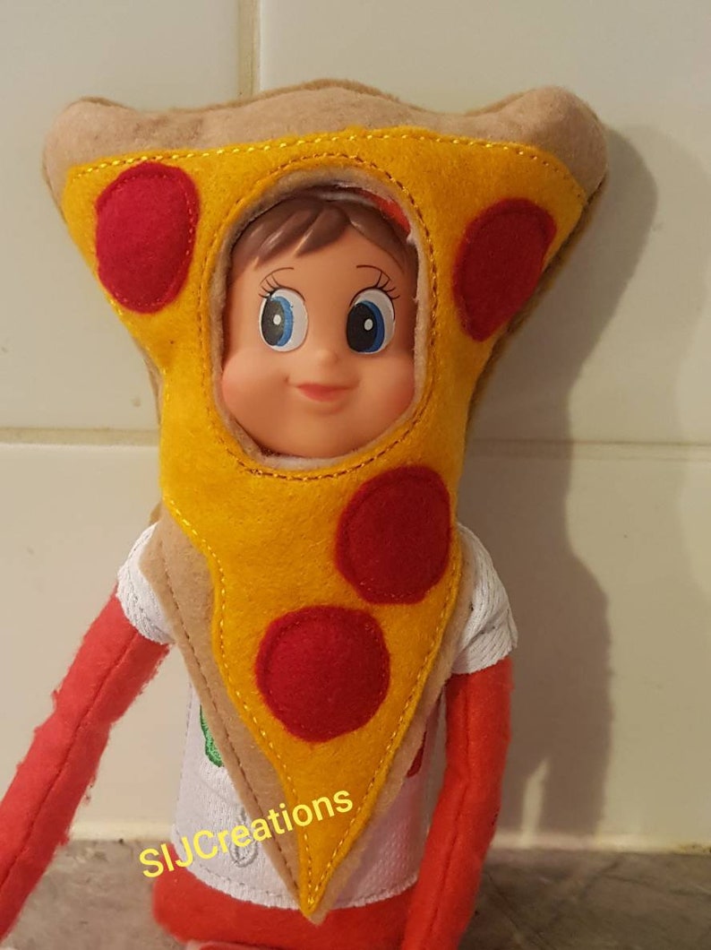 Slice of Pizza Elf Costume Dress Up Elf Pizza Elf Pizza Doll Dress Up Elf Fun at Christmas Pepperoni Pizza Yum image 1