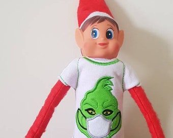 Green Grinch Eww Elf Tshirt Elf Costume Dress Up Masked Grinch Tshirt Eww Fun 2021 Elves Play Costumes Dress Ups Clothing Doll Clothes Fun