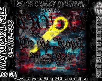 Trump Signal We The People Sublimacja 20 oz Cienkie Opakowanie Na Kubek, Trump 2024 Patriotyczne PNG Do Pobrania Cyfrowego, Bezszwowy Wzór 300 Dpi.