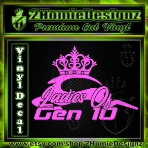 Impala Ladies Of Gen10 Premium Glossy Vinyl Decal, Car Window Body Bumper Mirror Sticker New Custom - Multiply Colors and Sizes