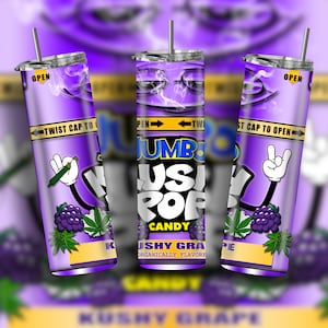 Kush Grape Candy, 20 Unzen Weed Tumbler Wrap, 420 Lustige Cannabis PNG-Datei, Nahtloses Design für die Sublimation, digitaler Download, Knebelgeschenk, 300dpi
