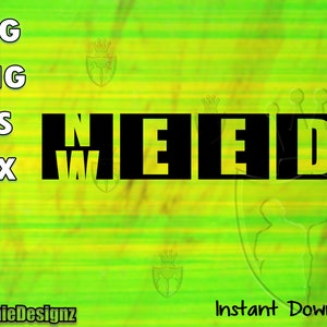 Puede incluir: Una descarga digital de un diseño gráfico negro y amarillo que dice "WEED" con una corona sobre cada letra. El diseño está sobre un fondo verde y amarillo con las palabras "SVG, PNG, EPS, DFX" y "2HomieDesignz" en el lado izquierdo y "Descarga instantánea" en el lado derecho.