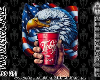Para Toby Red Solo Cup DTG Png, sublimación de música country de American Pride, transferencia de descarga de archivos digitales, alta calidad 300 ppp listo para imprimir