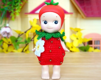 Red Sweet Strawberry Dress – Handmade Outfit for Sonny Angel (Doll Not Included)