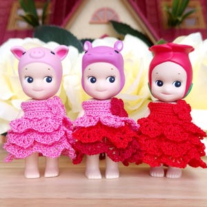 Berry Bloom Layered Dress – Handmade Outfit for Sonny Angel (Doll Not Included)