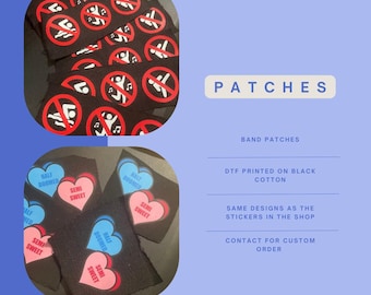 Emo Band Patch Collection – MCR & Fall Out Boy Inspired | DTF Printed Patches | Custom Designs Available