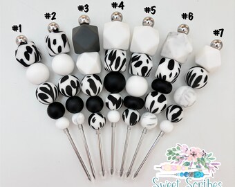 Colección de estampado de vaca negra de 4,3 pulg., Marcador de galletas, Herramienta de escritura, Marcador de impresión de vaca negra, Marcador de silicona, Herramienta para galletas, Marcador de galletas