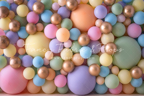 Pastel Palette Balloon Wall Poly Paper Photography Backdrop 