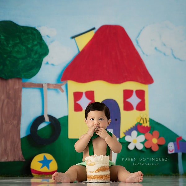 Blue's House -Poly Paper- Photography Backdrop