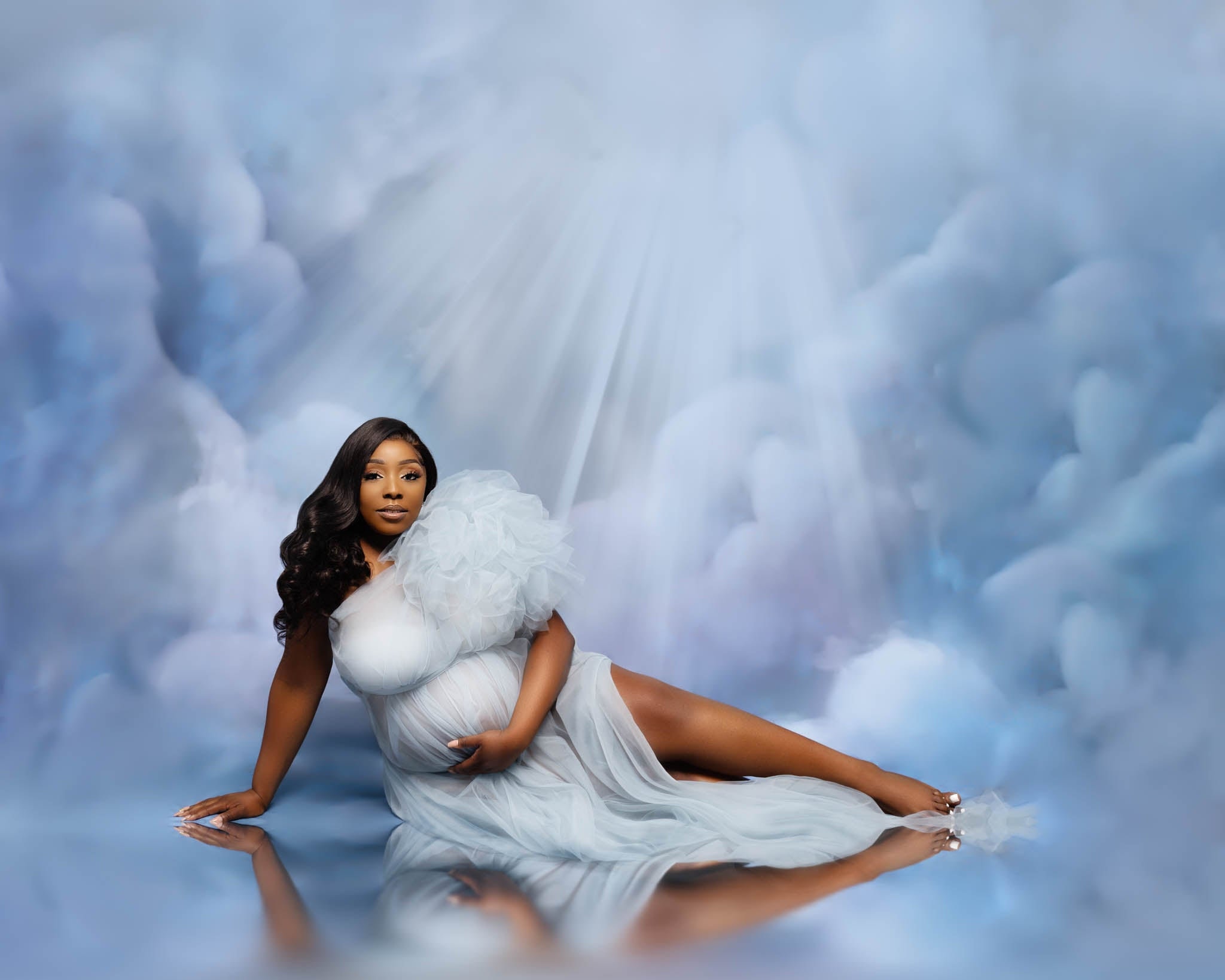 Blue Mist With Sweep Option- Cloud Collection - Wrinkle Free Fabric ...