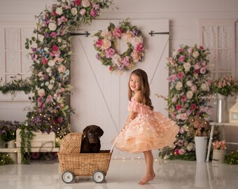 Door To Eden -Photography Printed Backdrop- Fabric Backdrop- Polypaper Backdrop- Spring- Summer- Mother&#39;s Day- Flowers