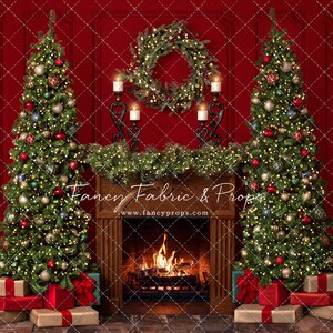 Classy Red Christmas - Wrinkle Free Fabric - Photography Backdrop