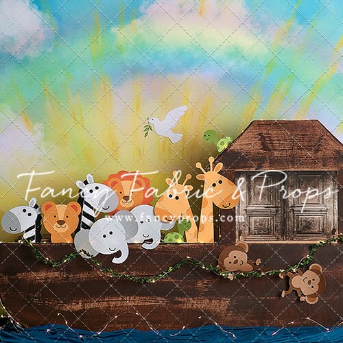 Noah's shops Ark - Wrinkle Free Fabric - Photography Backdrop