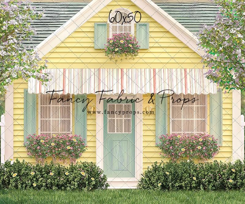 Sunshine Cottage With Sweep Option Photography Printed Backdrop - Fabric Backdrop - Poly Paper - Wrinkle Free Fabric- Flowers -
