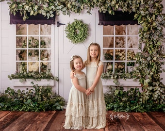 Green House Vibes -Photography Printed Backdrop- Fabric Backdrop- Polypaper Backdrop- Greenery- Foliage- Shed- Floral- Nature- Spring-Garden