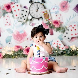 A Very Merry Unbirthday - Photography Backdrop - Alice Backdrop - Tea Party - Wonderland - Queen of Hearts - Mad Hatter