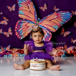 Iris Wings -Photography Printed Backdrop- Fabric Backdrop- Polypaper Backdrop- Butterfly- Purple