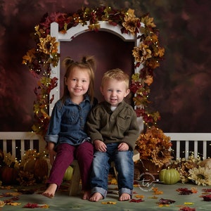 Autumn Orchard Arbor - Photography Printed Backdrop - Fabric Backdrop - Poly Paper Backdrop - Apples - Pumpkins - Fall - Archway - Gate