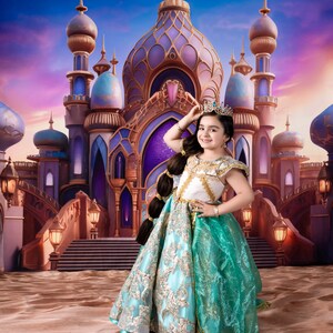 Jasmine&#39;s Palace - Photography Printed Backdrop- Fabric Backdrop- Polypaper Backdrop- Castle- Sandy- Magic Carpet