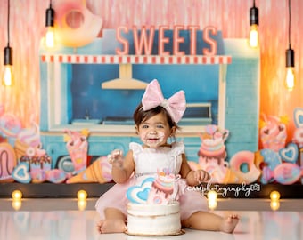 Savory Sweet Shop -Wrinkle Free Fabric- Photography Backdrop