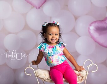 Pearl Valentine Balloon Wall - Photography Printed Backdrop- Fabric Backdrop- Polypaper Backdrop- balloon- heart balloon- valentines