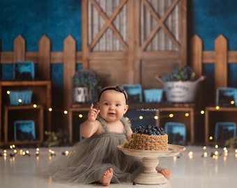 Blueberry Summer -Wrinkle Free Backdrop- Photography Backdrop