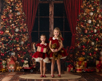 A Holly Jolly Christmas - Wrinkle Free Fabric - Photography Backdrop