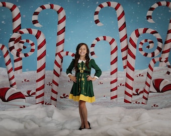 RED Glitter Candy Cane Fabric Iron On Transfer Patch Tshirt Vinyl Christmas DIY - Foto 6