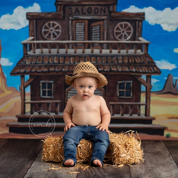 Cowboy Saloon -Wrinkle Free Fabric- Photography Backdrop