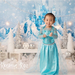 Ice Spirit - Photography Printed Backdrop- Fabric Backdrop- Polypaper Backdrop- Frozen- Let it Go- Elsa- Castle- Ice Castle
