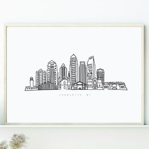 Charlotte skyline print, Charlotte North Carolina print, Charlotte Print, CLT print, CLT skyline, Charlotte art, Charlotte skyline, CLT