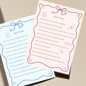 Baby Shower Trivia Game | Baby Shower Games | Baby Shower Trivia Template | Trivia Questions | Trivia Game Template | Baby Template