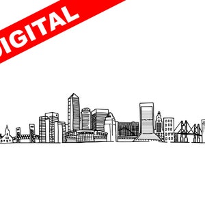 Jacksonville skyline digital print, Jacksonville Florida print, Jacksonville Florida Print, JAX print, JAX skyline, JAX, Florida print