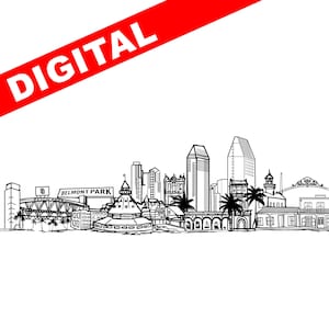 San Diego DIGITAL print, San Diego California print, San Diego skyline digital, SAN print, San Diego digital