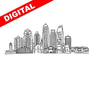 Charlotte DIGITAL skyline, Charlotte North Carolina print, CLT print, Charlotte skyline, Charlotte print, Charlotte art, North Carolina art