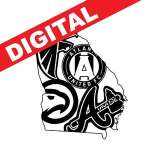 Digital Atlanta line drawing, Atlanta Georgia, Atlanta line drawing, Georgia print, Atlanta Falcons, Atlanta Braves, Atlanta Art, ATL braves