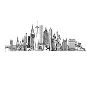 NYC skyline, New York skyline, NYC line drawing, New York line drawing, NYC print, New York art, New York skyline drawing, Ne York print