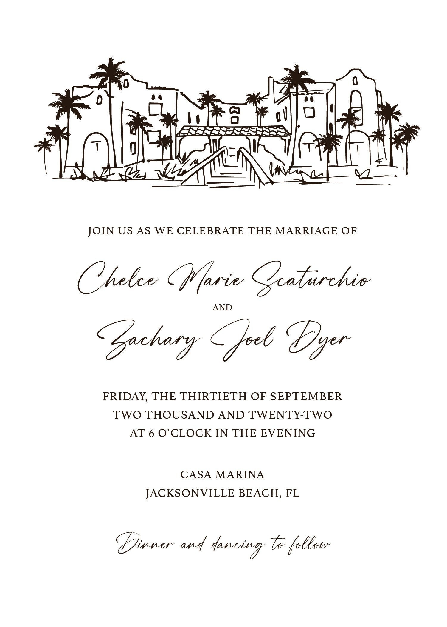 Invitation Venue Illustration, Hand Drawn Illustration, Custom Wedding ...