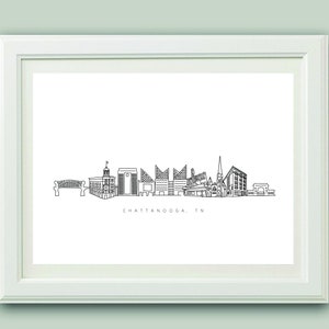 Chattanooga line drawing, Chattanooga skyline drawing, Chattanooga Tennessee, Chattanooga TN line drawing, Chattanooga TN print, Tennessee