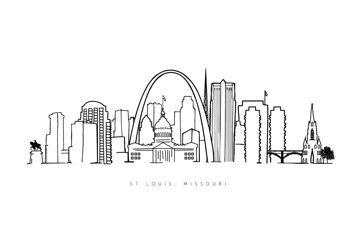 St Louis Line Drawing, St Louis Missouri, St Louis Drawing, Missouri ...