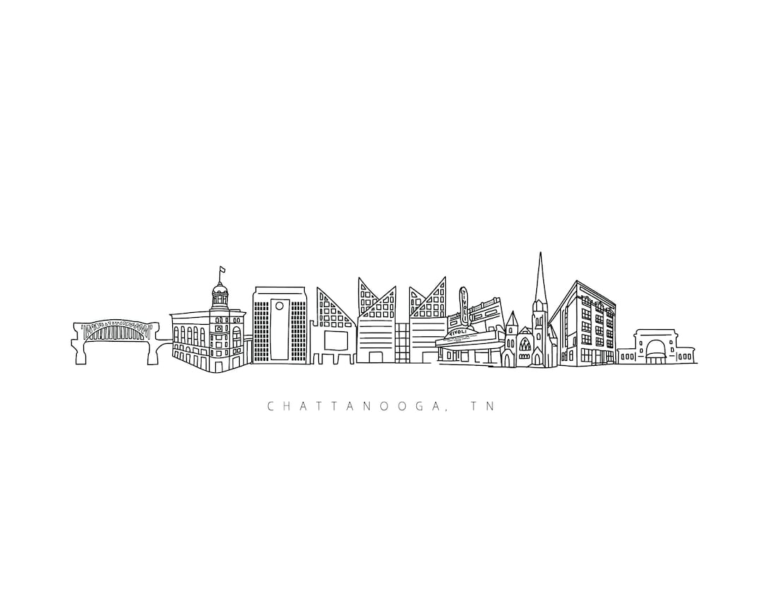 Chattanooga Line Drawing, Chattanooga Skyline Drawing, Chattanooga