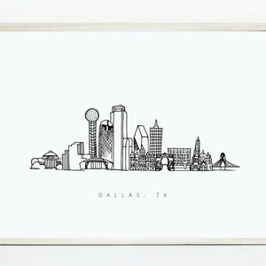 Dallas Texas line drawing, Dallas skyline drawing, Dallas Texas, Dallas line drawing, Texas print, DAL, Dallas art, Texas art, Dallas print