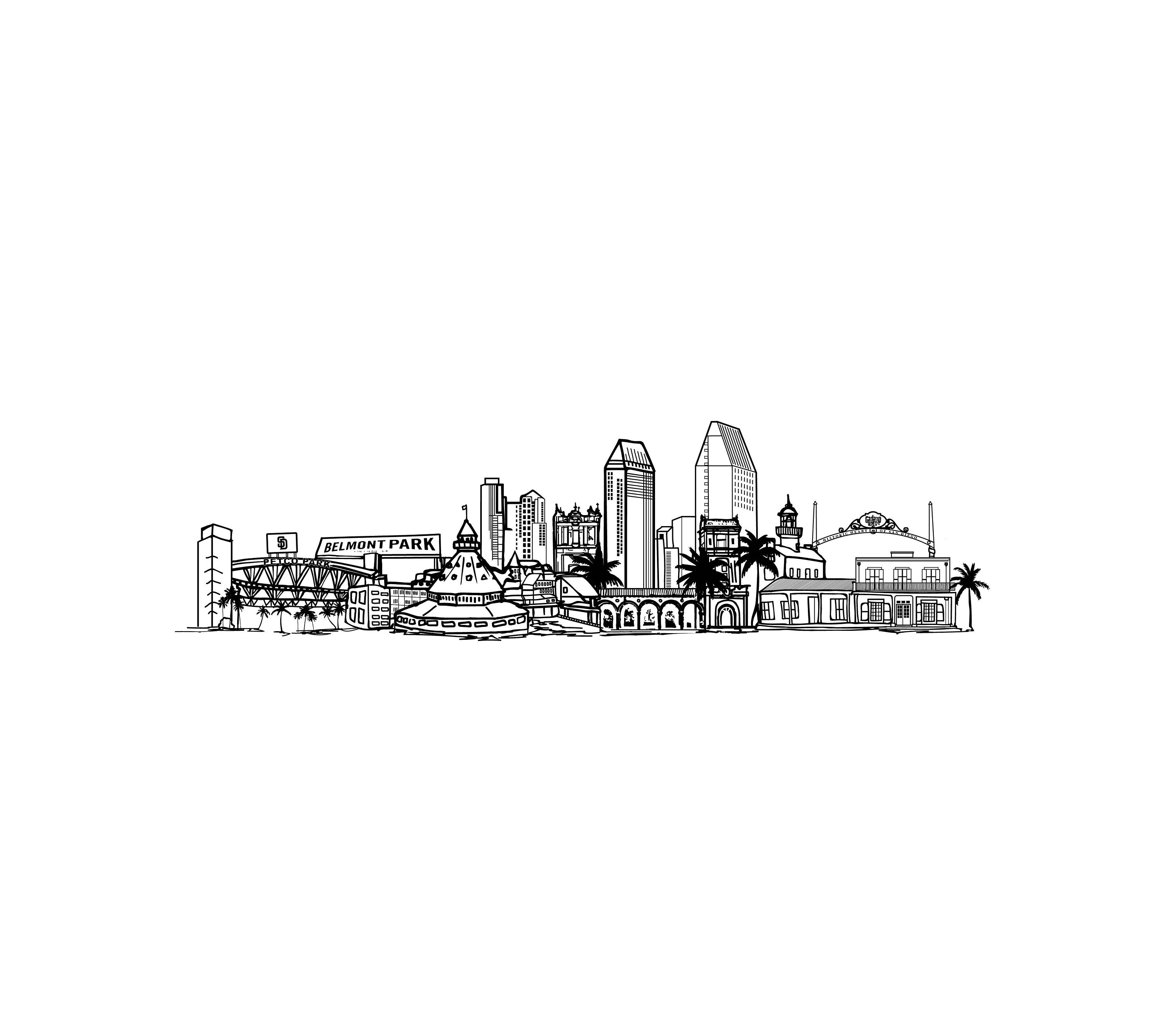 San Diego Print San Diego Skyline San Diego CA San Diego Etsy