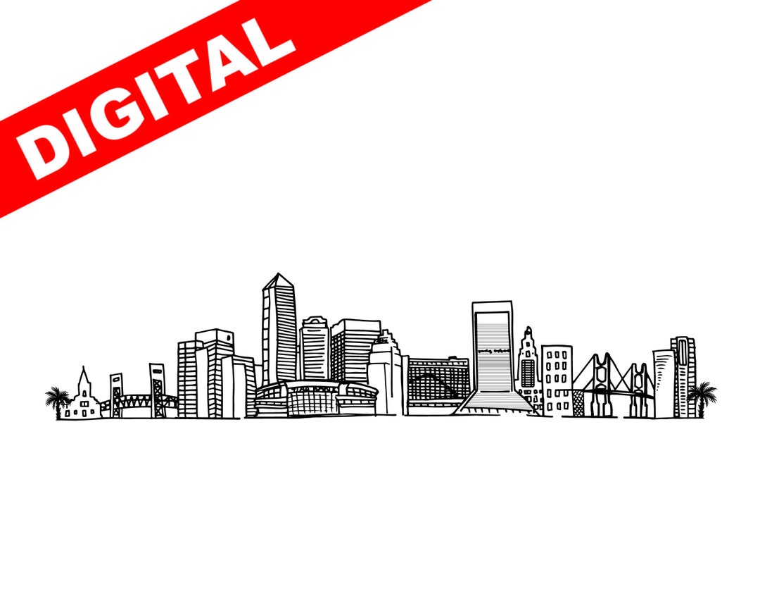 Jacksonville Skyline Digital Print, Jacksonville Florida Print, Jacksonville Florida Print, JAX
